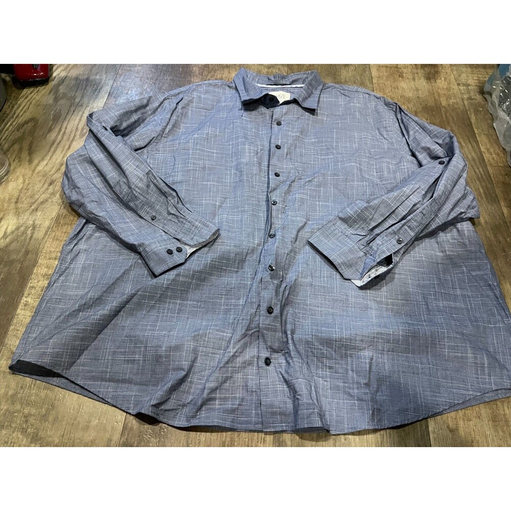 True Nation Button Up Shirt Mens Size 4 X Blue Long Sleeve Collared